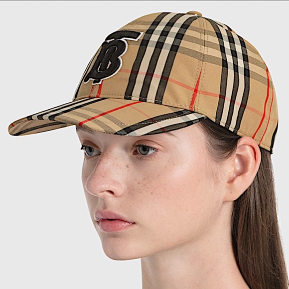 BURBERRY MONOGRAM MOTIF VINTAGE CHECK COTTON BASEBALL CAP - Picture 4 of 9